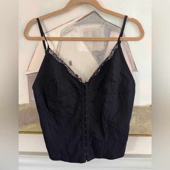 ZARA Black Corset Lace Edge Tank Top NWT Size - Picture 2 of 5